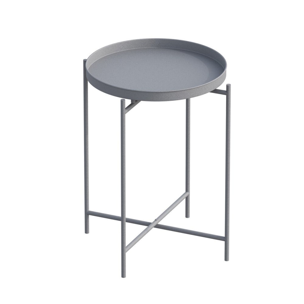 Bout de canapé avec plateau à rebord rond en Métal H56 cm - Gris