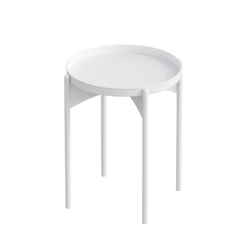 Bout de canapé avec plateau rond en Métal H57 cm - COLE - Blanc