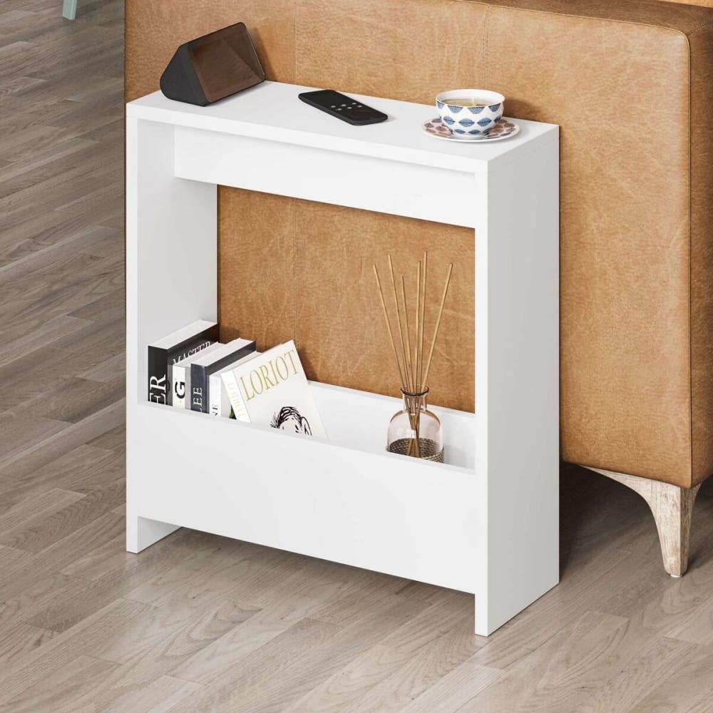 Bout de canapé avec rangement L55 cm - Blanc