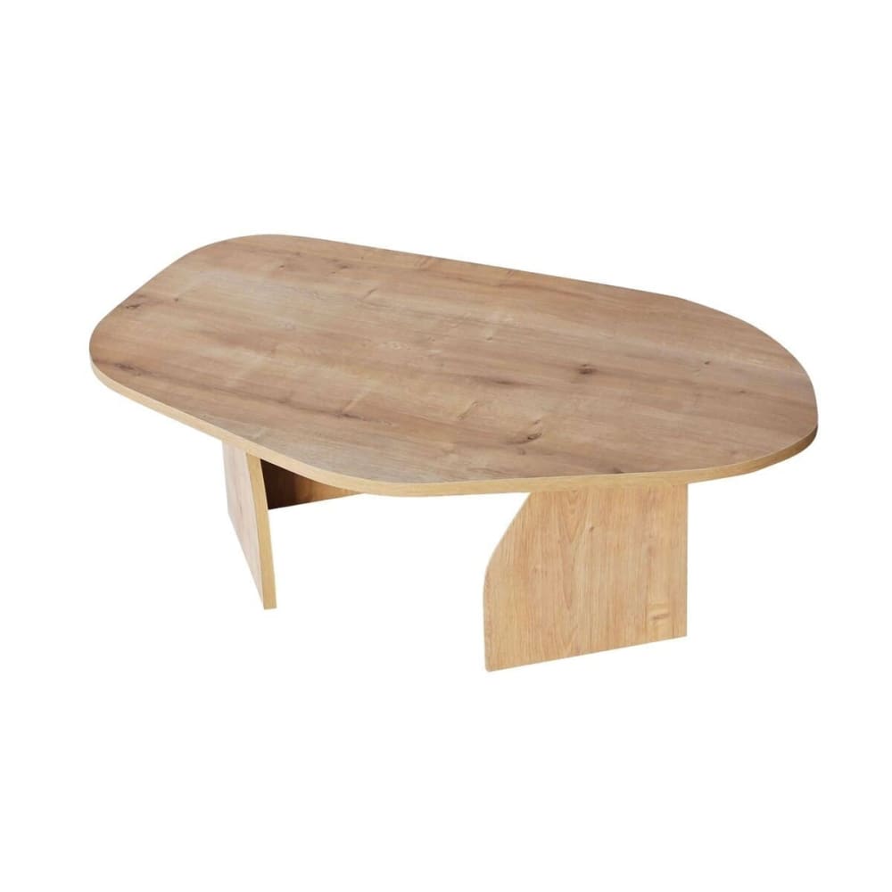 Table basse avec plateau de forme organique L100 cm - Effet Chêne