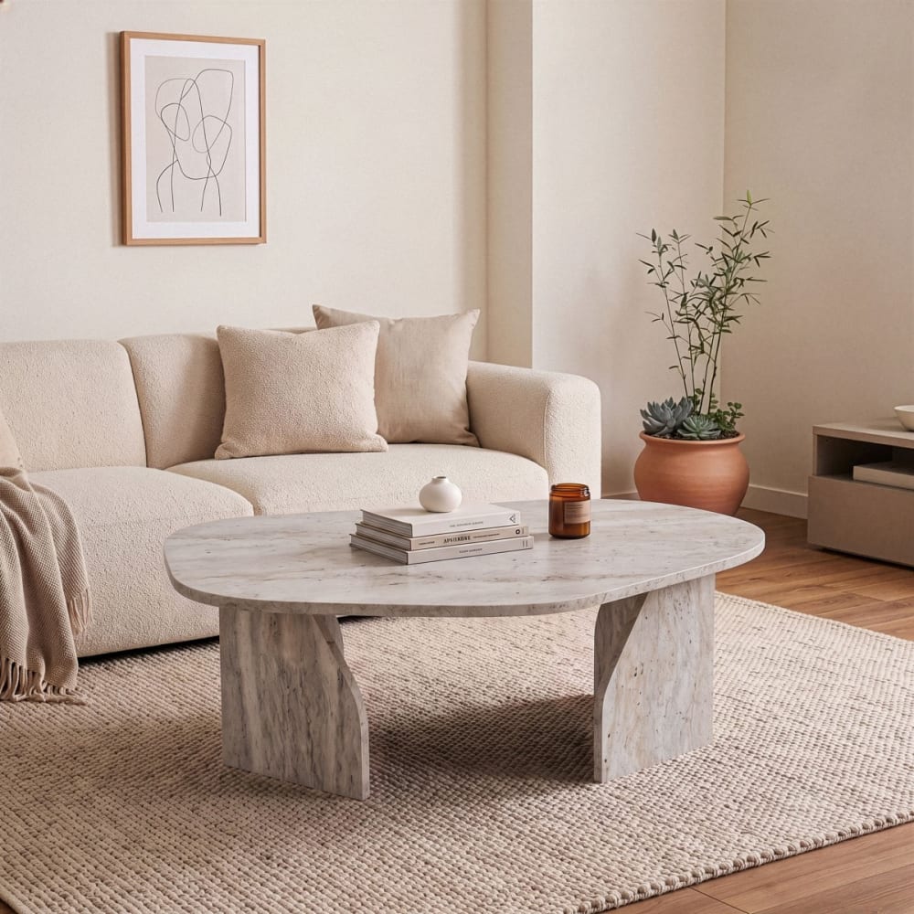 Couchtisch mit organisch geformter Platte L100 cm -