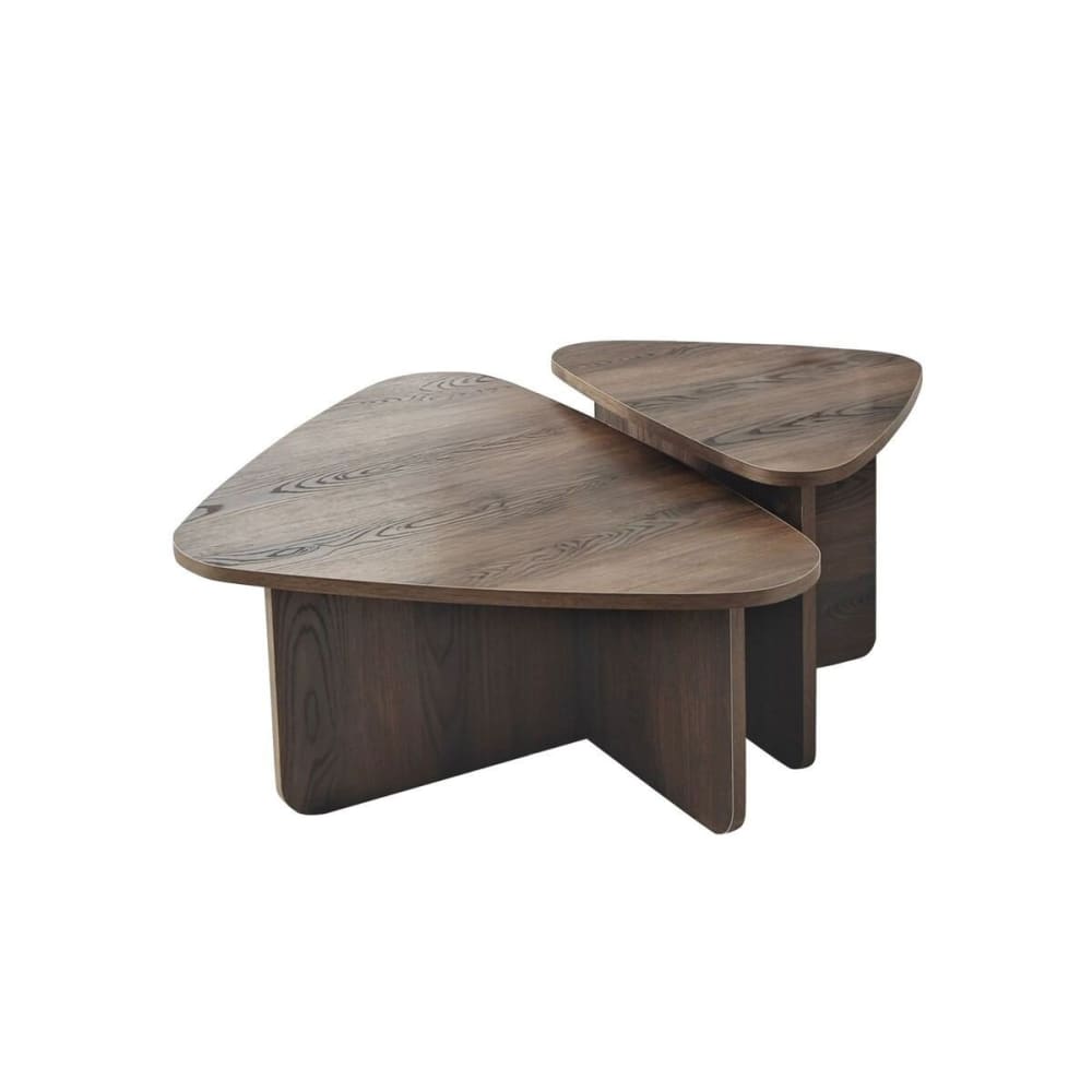 Lot de 2 tables basses - noyer