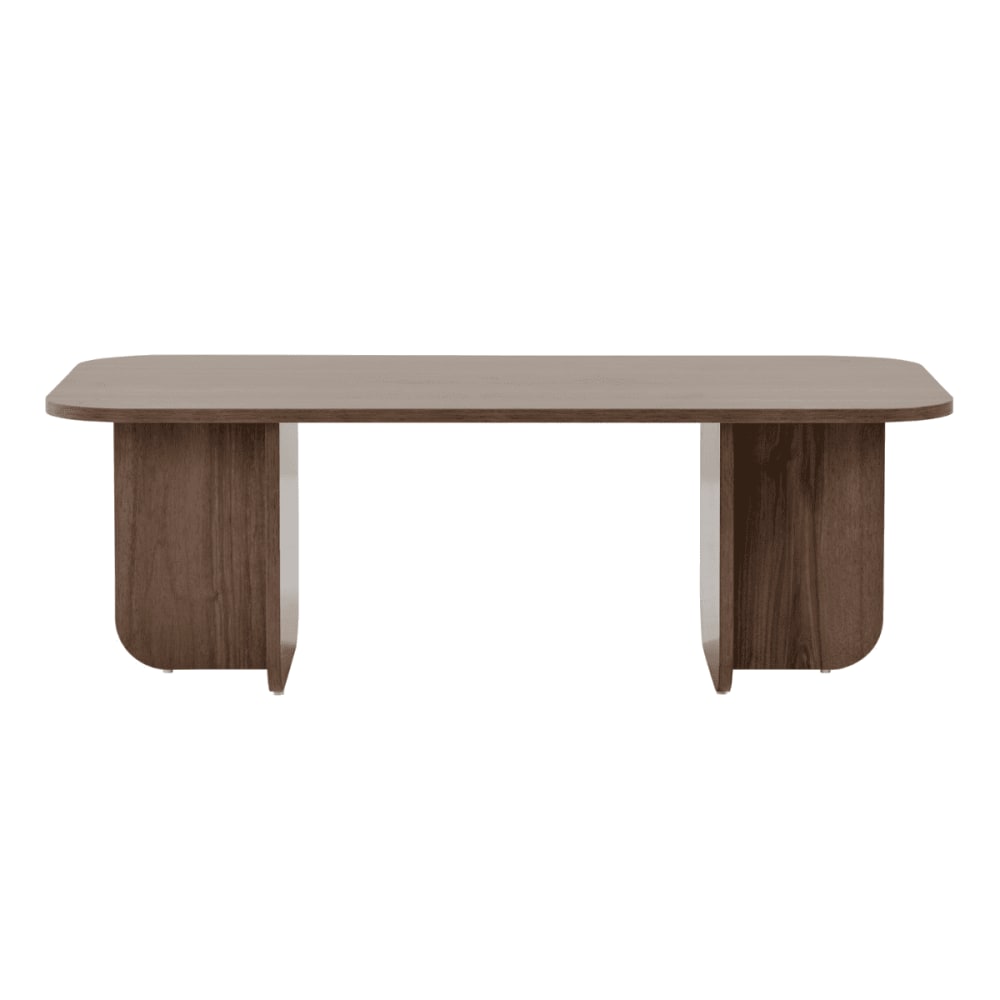 Calicosy Couchtisch mit abgerundeten Kanten L120 cm - Dekor Travertin style modern Braun Spanplatte