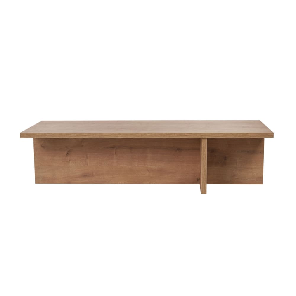 Table basse avec pied asymétrique L120 cm - Effet Chêne