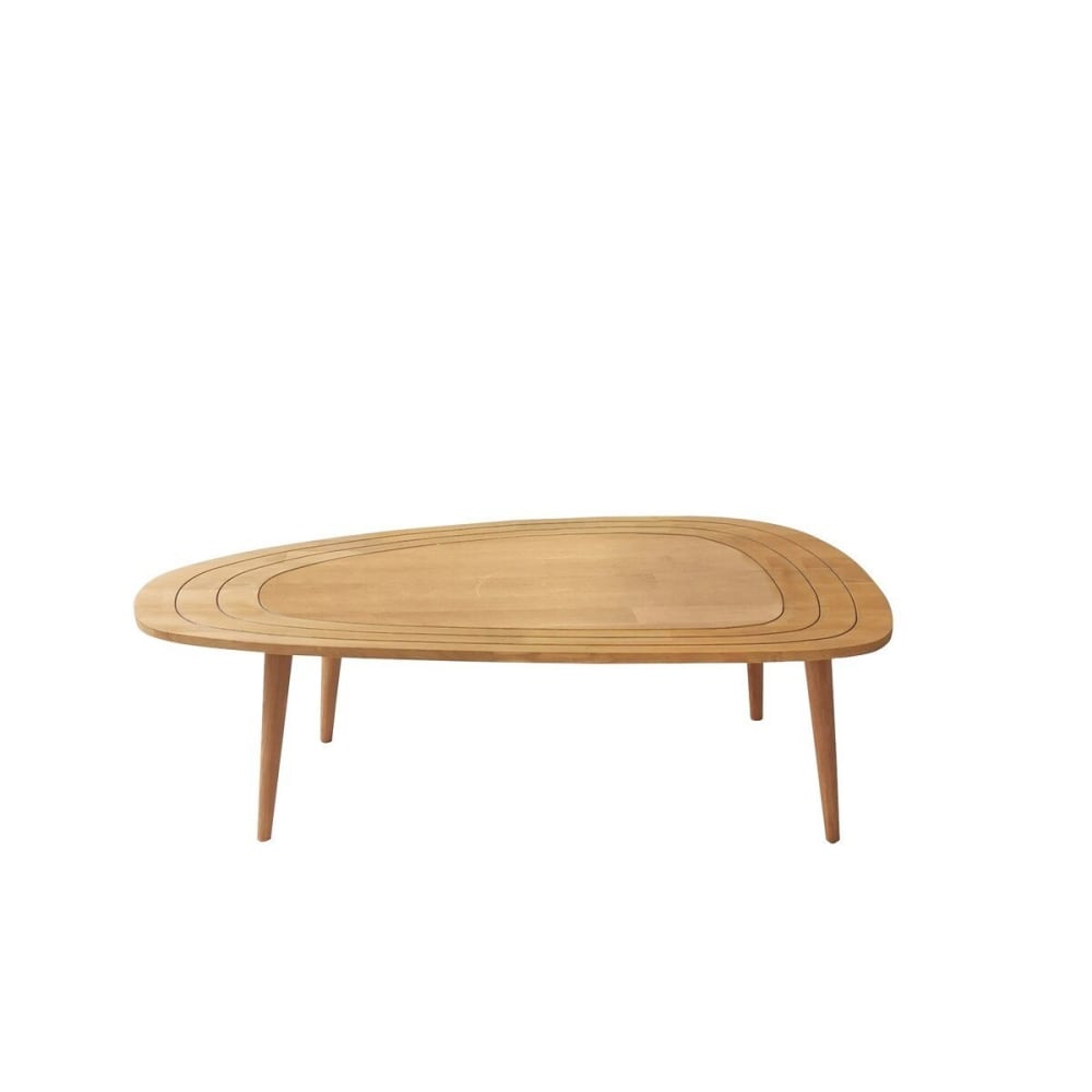 Calicosy Couchtisch mit rundem Rand, L115 cm - Beige style modern Beige Spanplatte