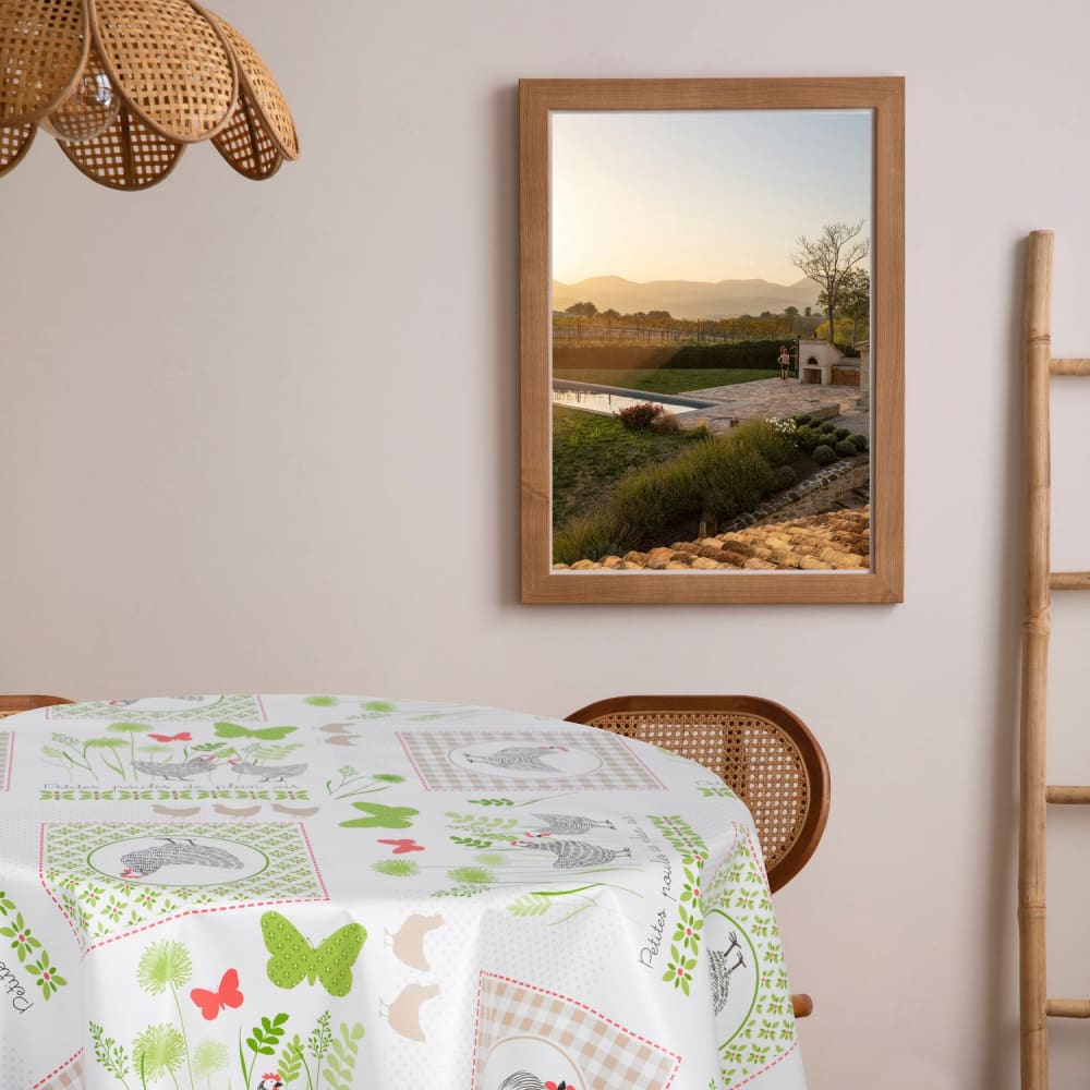 Nappe en toile cirée ronde motifs papillons diam. 135 cm