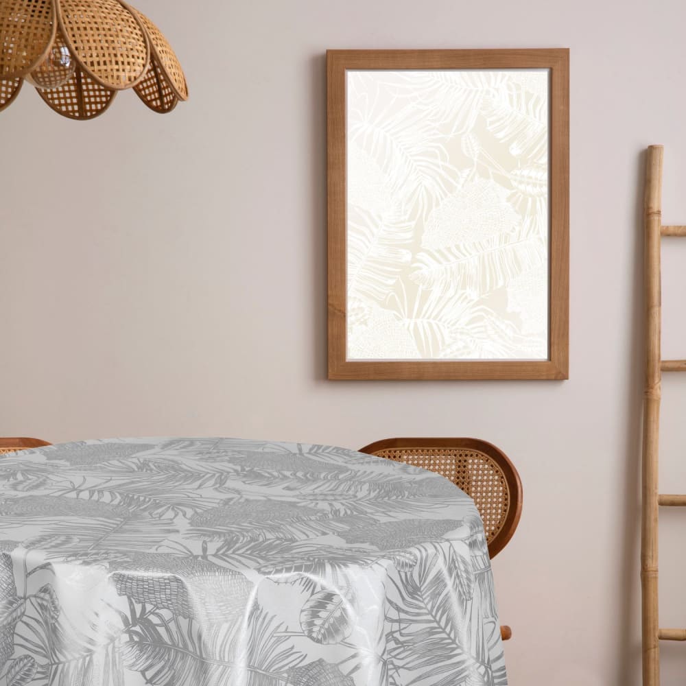 Nappe ronde en toile cirée nacrée blanche