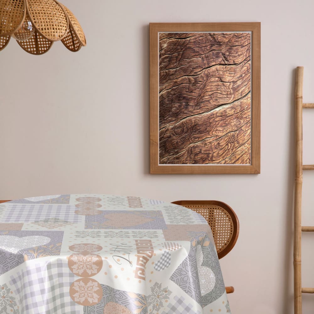 Nappe en toile cirée ronde beige diam. 135 cm