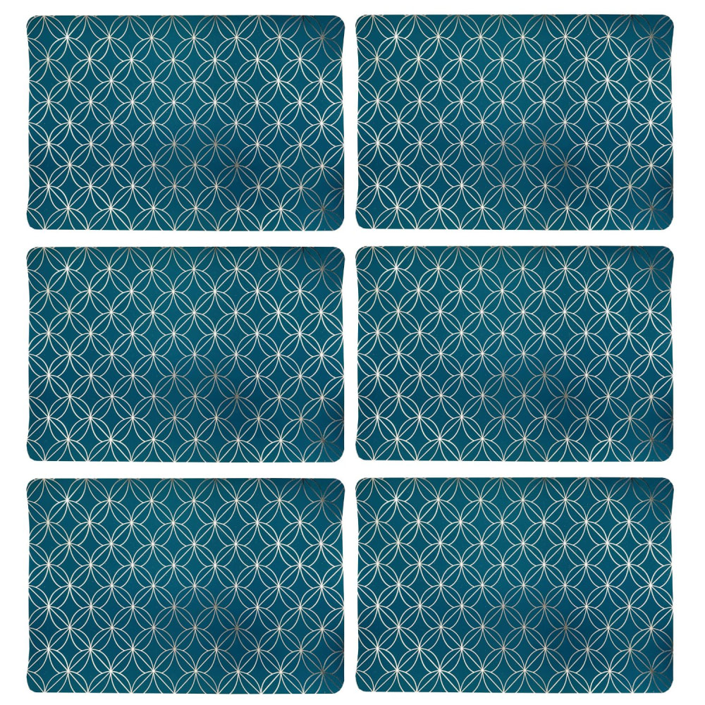 Lot de 6 sets de table bleus avec encre métal doré 30 x 45 cm