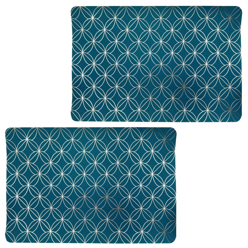 Lot de 2 sets de table bleu avec encre métal doré 30 x 45 cm