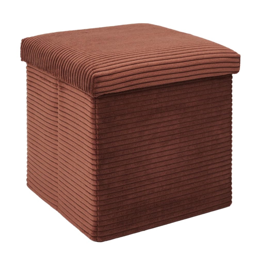 Pouf de rangement pliable en velours côtelé scott marron Pouf de rangement pliable en velours côtelé scott marron
