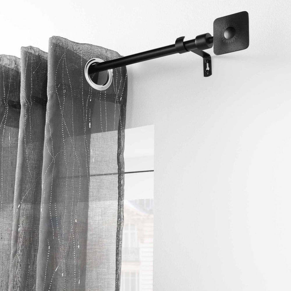 Kit de tringle à rideaux extensible noir L. 120 à 210 cm