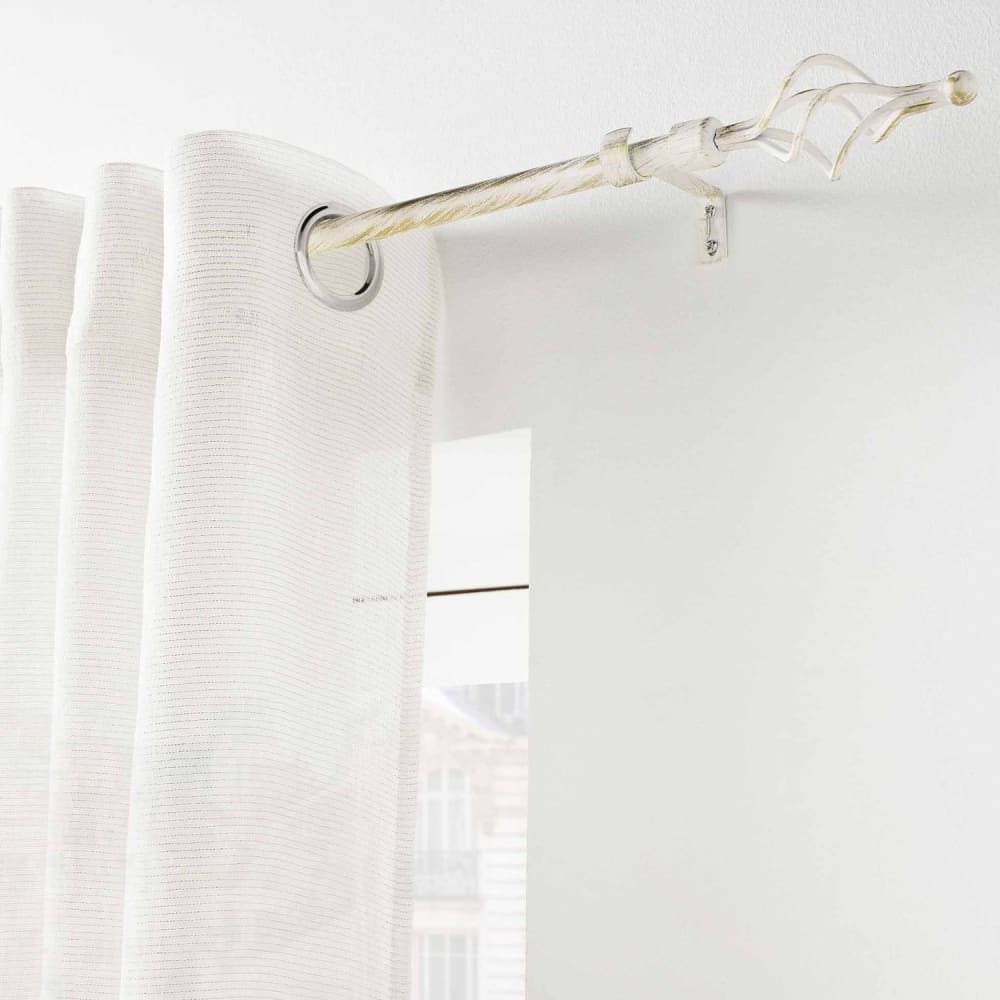 Kit de tringle à rideaux extensible blanc et or L. 210 à 380 cm