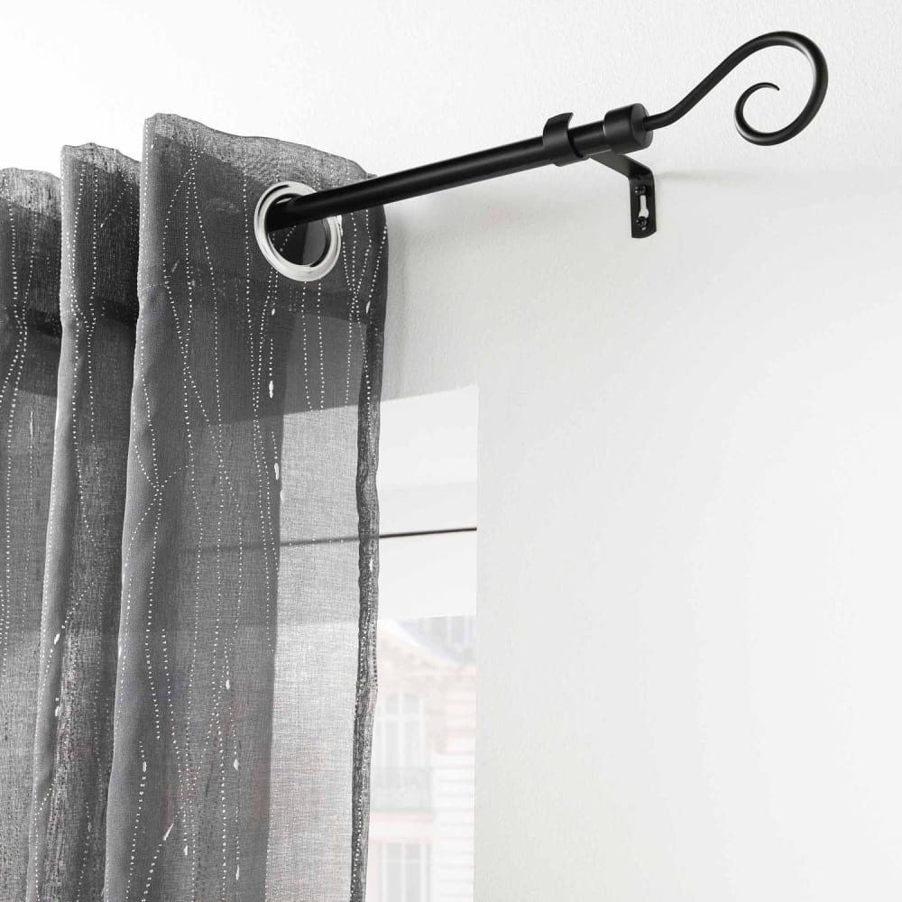 Kit de tringle à rideaux extensible noir L. 120 à 210 cm