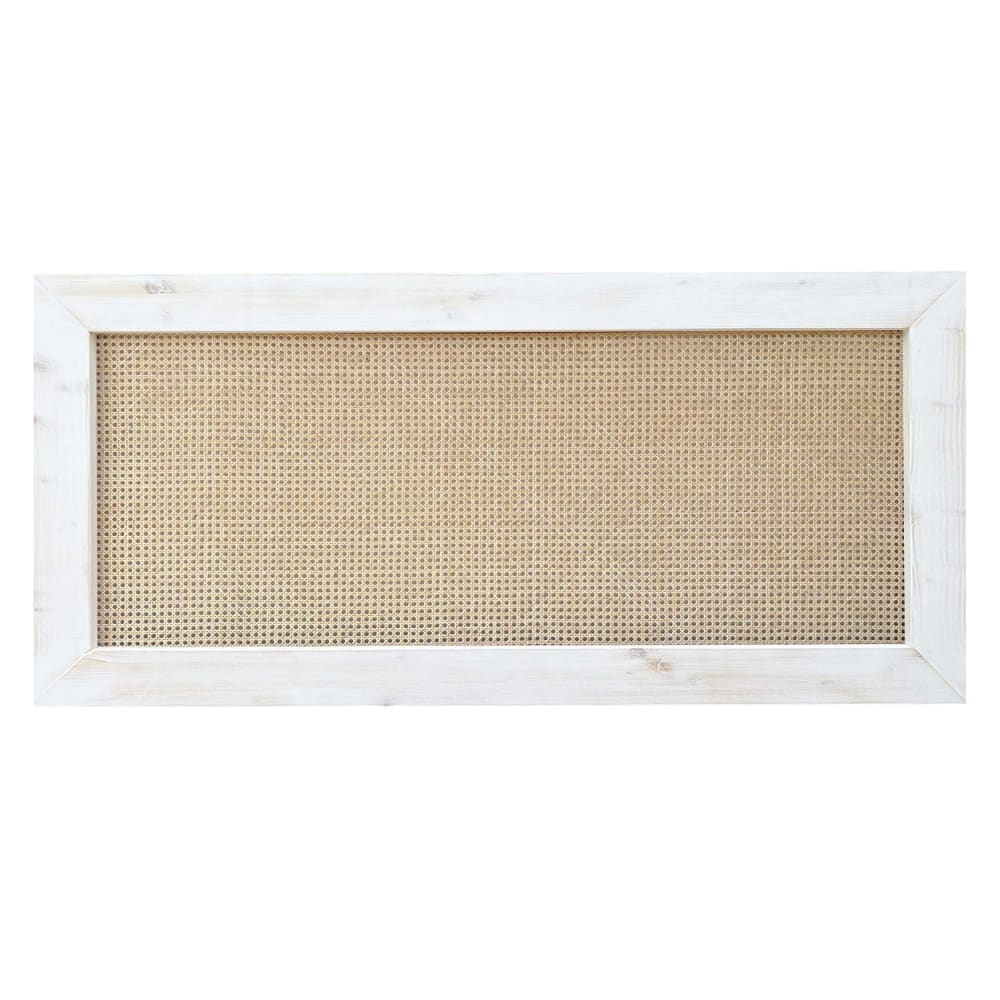 Tête de lit en rotin et bois massif blanc vieilli 100x74cm