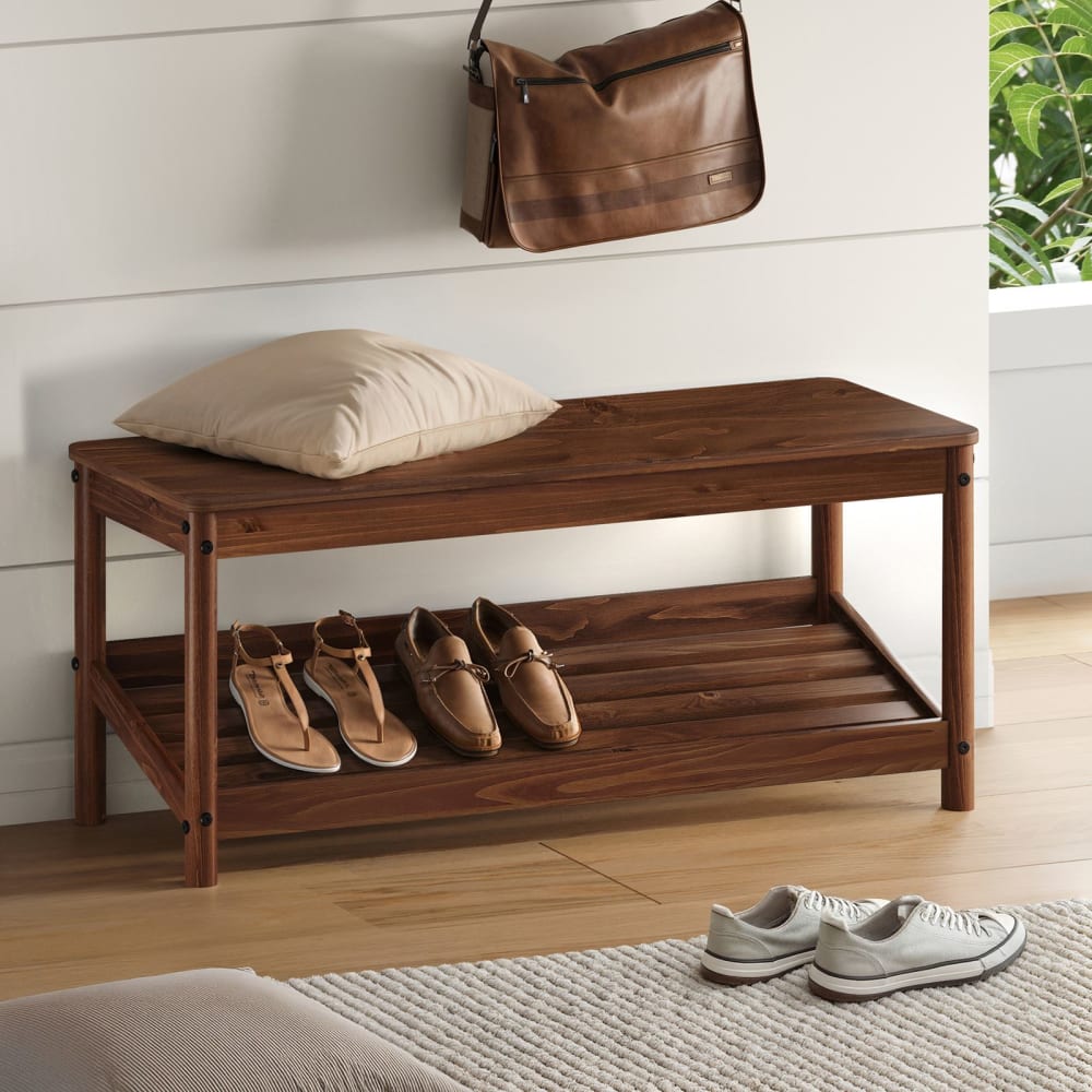 Schuhbank mit Schuhablage, Kastanie - Maisons Du Monde