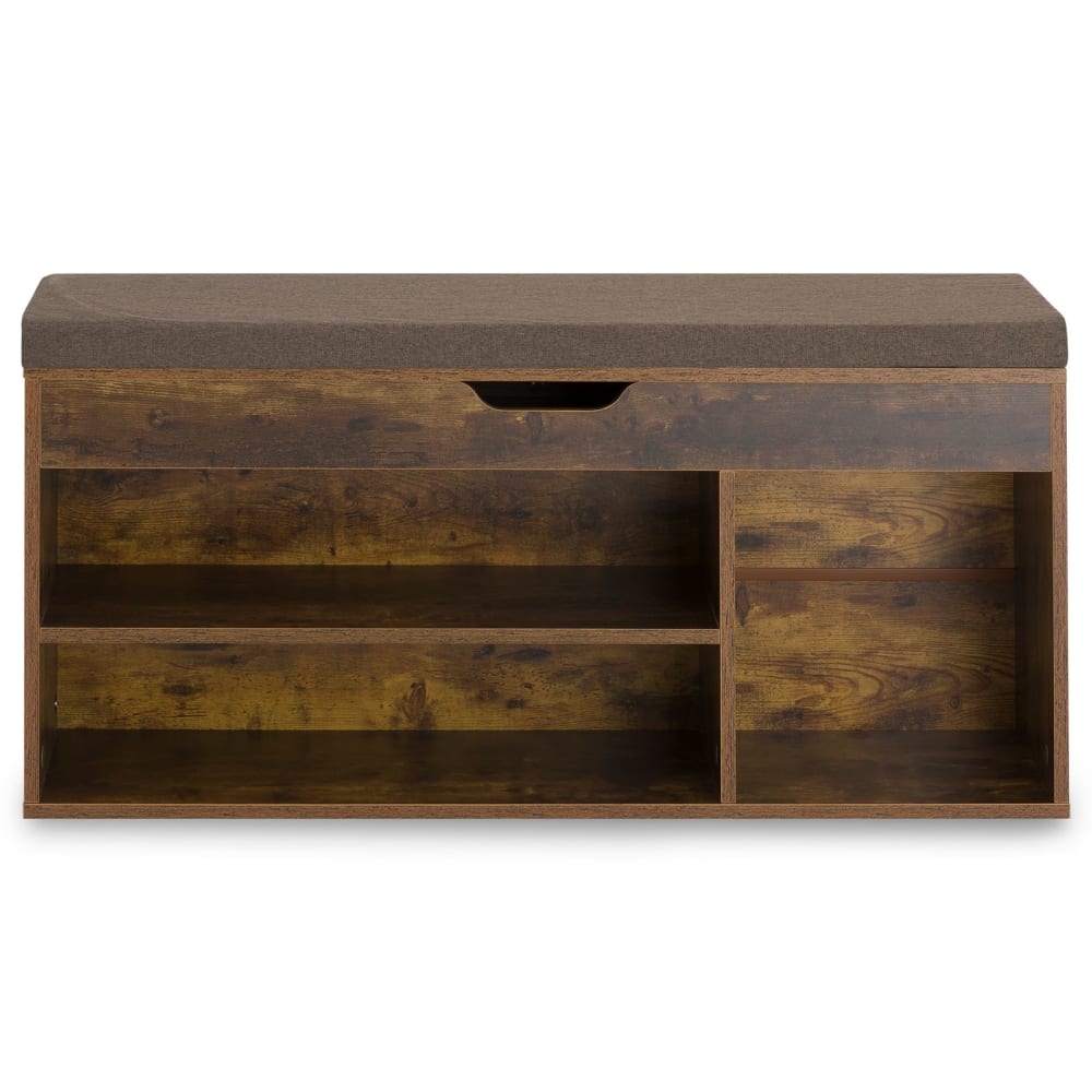 IDIMEX Schuhbank mit Sitzpolster, Vintage/schwarz style modern Braun Holz