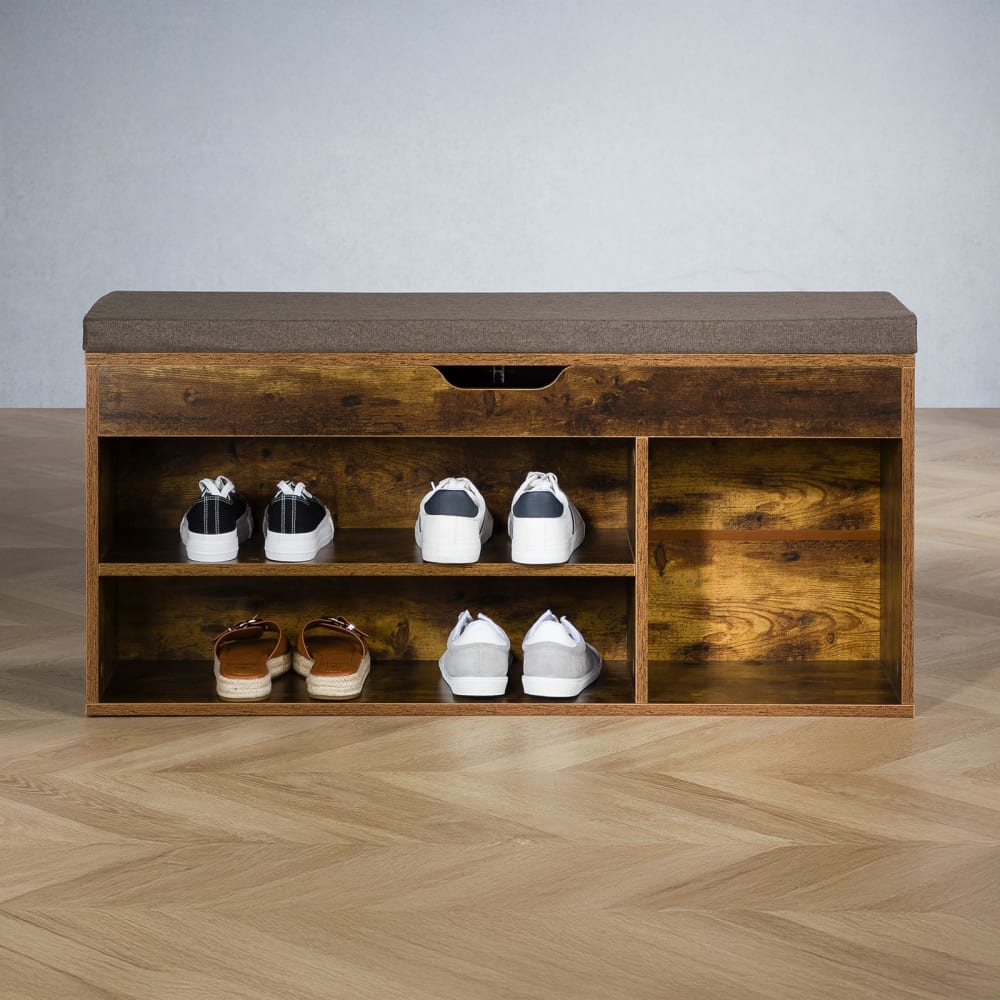 Schuhbank mit Sitzpolster, Vintage/schwarz - Maisons Du Monde