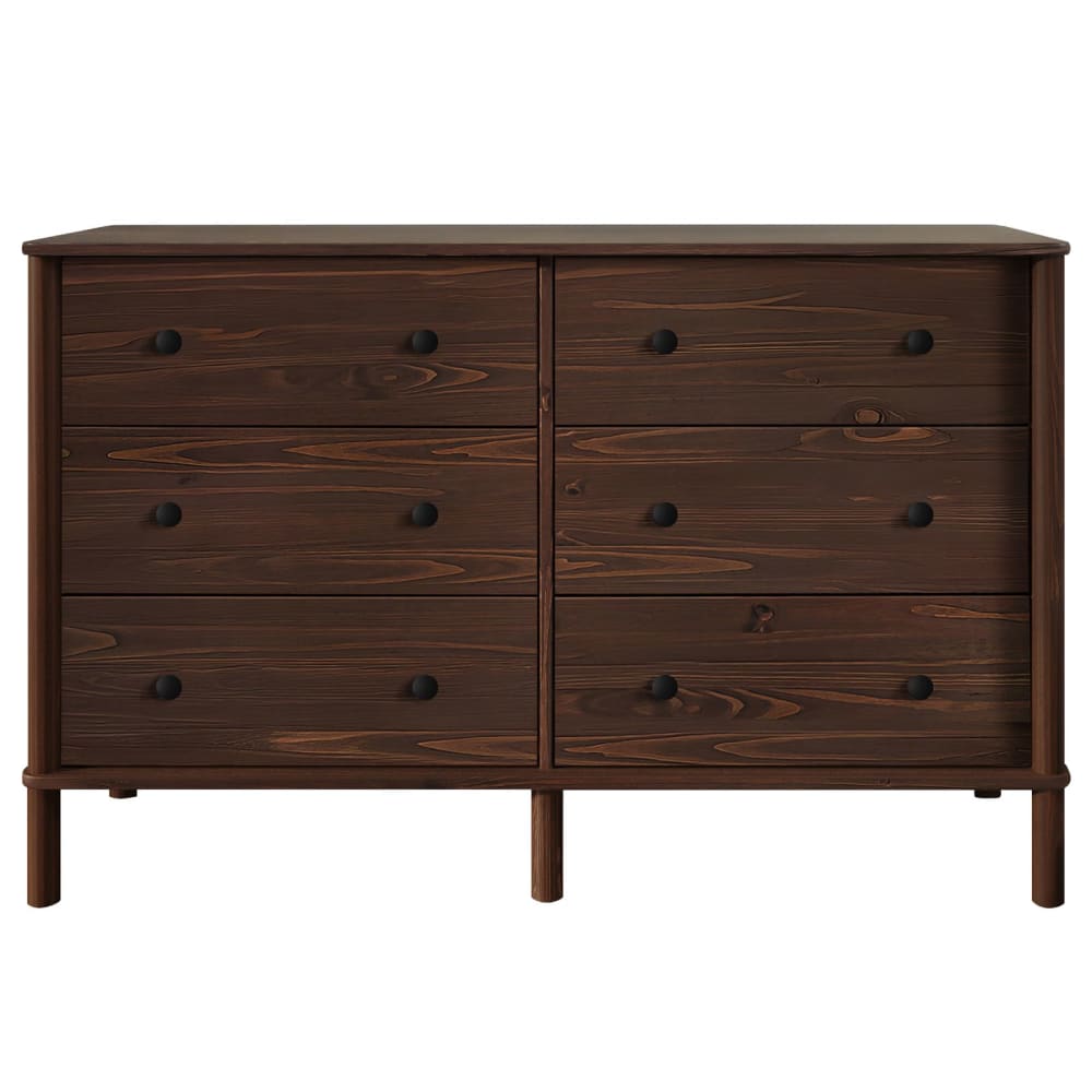 IDIMEX Kommode aus Massivholz mit 6 Schubladen, nussbaum style modern Braun