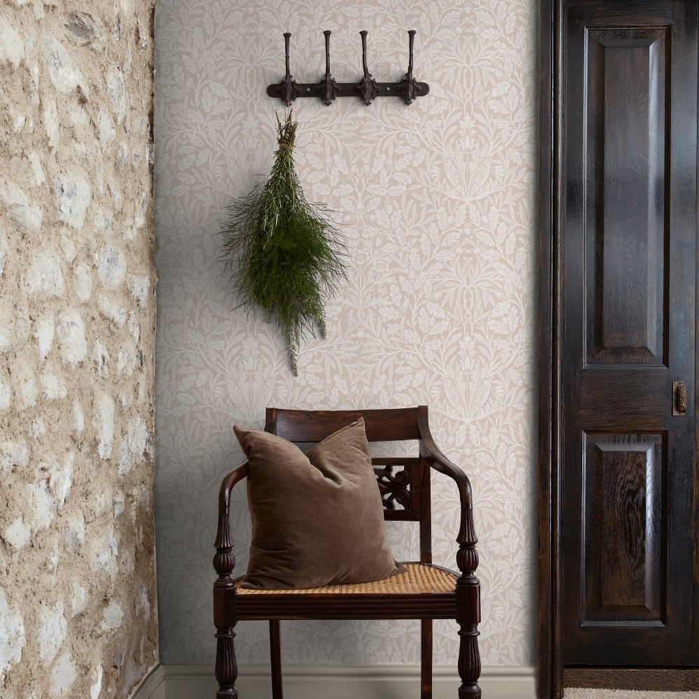 Papier peint beige feuille