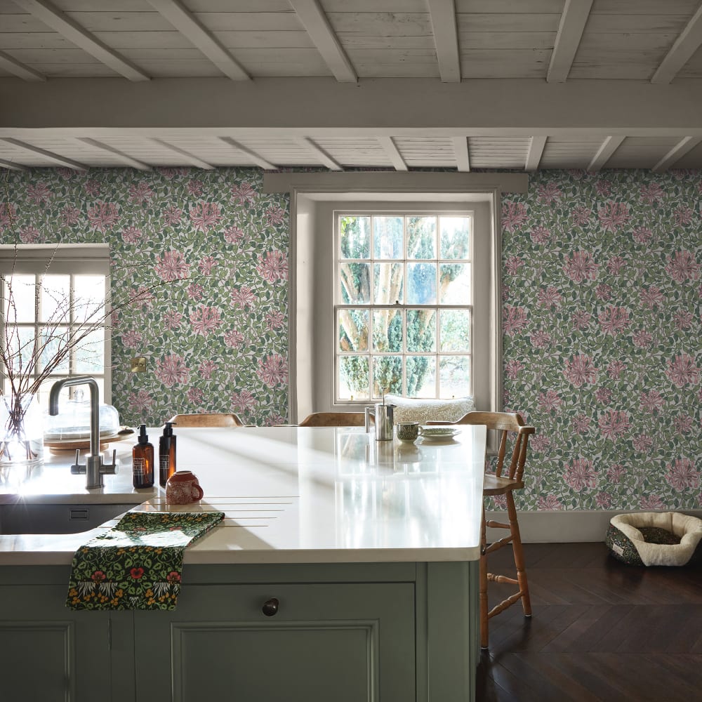 Papier peint rose chèvrefeuille