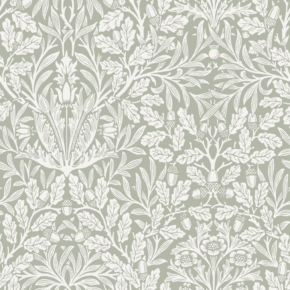 Papier peint vert sauge feuille de chêne 1005x52cm — vue 3