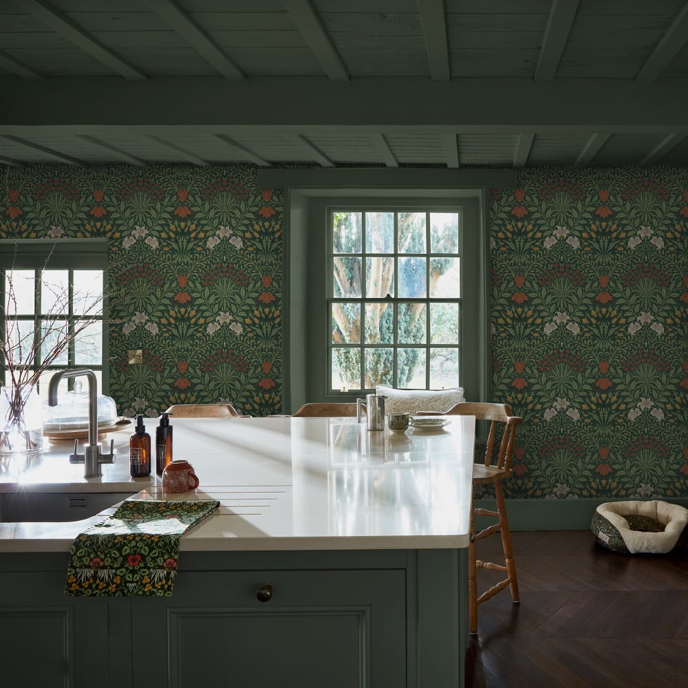 Papier peint vert lys