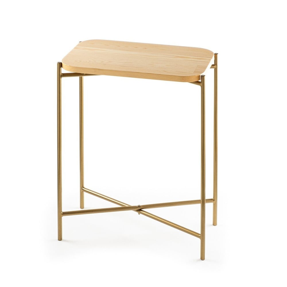 Bout de canapé avec pieds en métal h56 cm - doré/ bois
