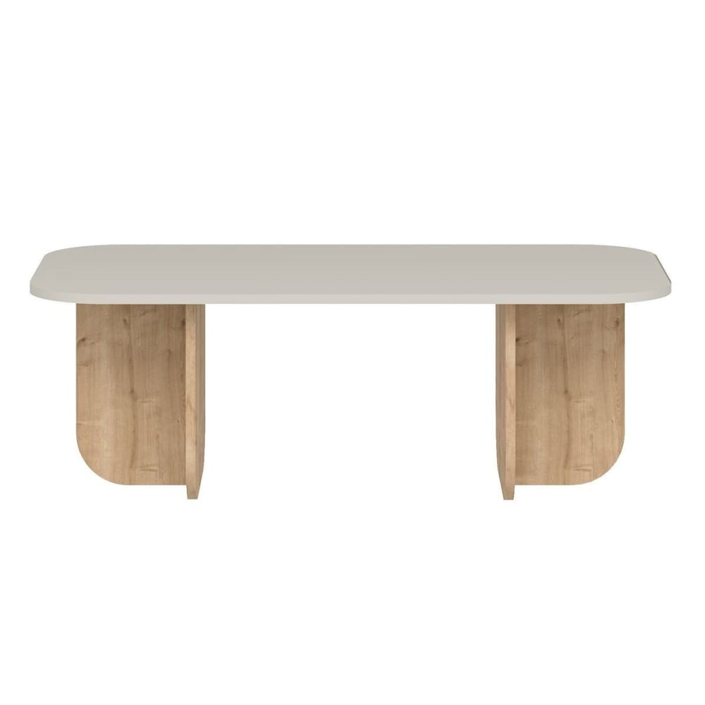 Table basse rectangulaire L120 cm - Effet Blanc et Bois