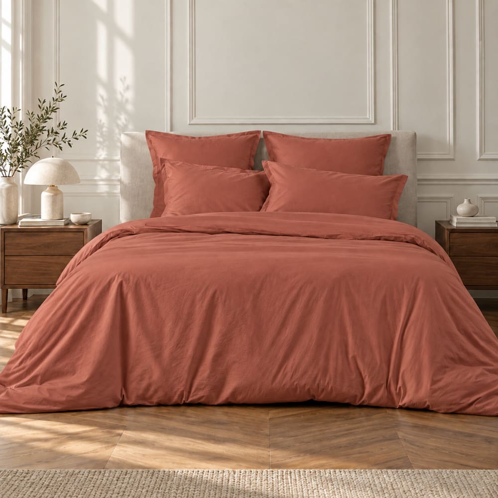 Febronie Bettwäsche-set (50x70) aus Baumwolle toskanisch rot style classic chic Öko-Tex Zertifikat - Baumwolle