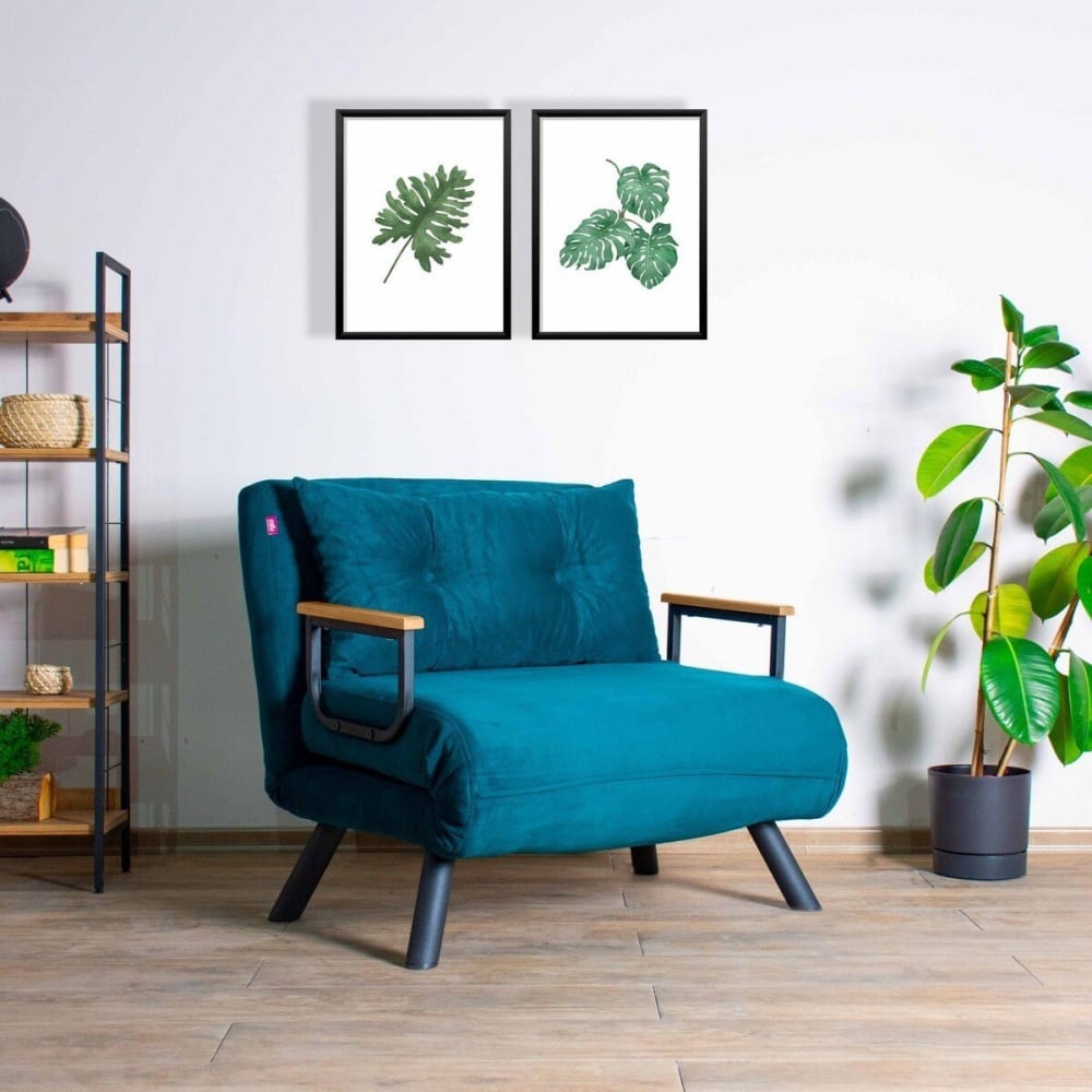 Fauteuil convertible en tissu l67 cm - vert