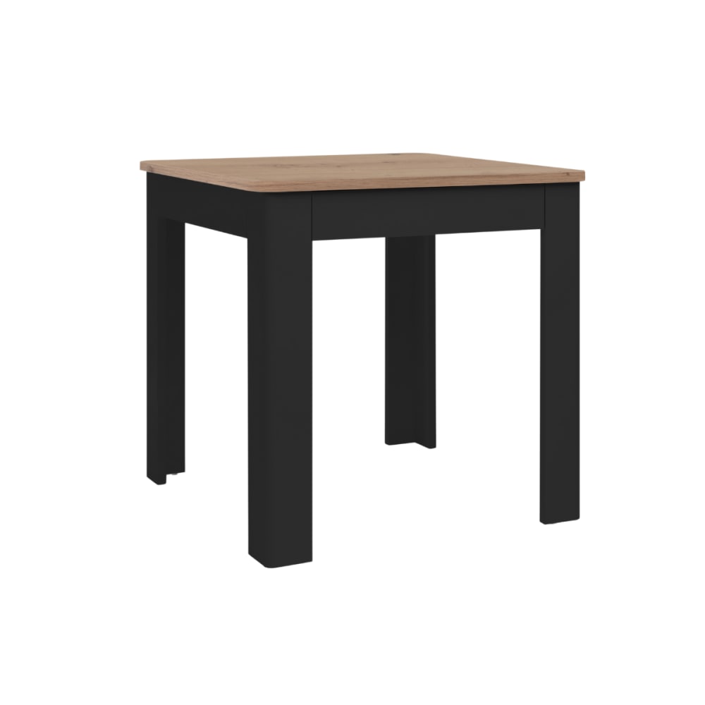 Table à manger avec plateau carré 80x80 cm - Effet Chêne et Noir