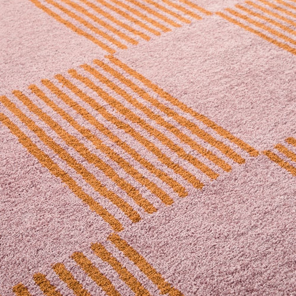 Tapis vintage style année 70 damier rayures orange - 80x140 — vue 4