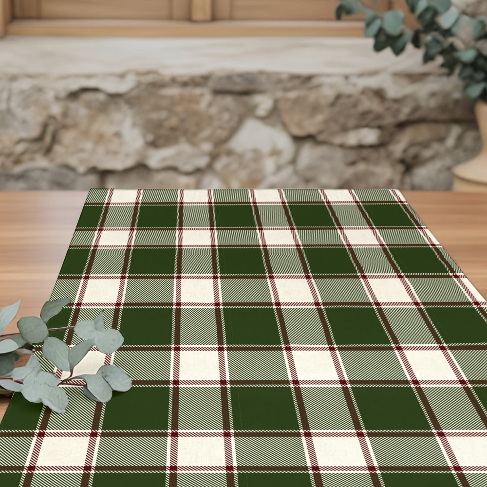 Weihnachtlicher Tischläufer 100% Baumwolle Grün 50x150 cm -