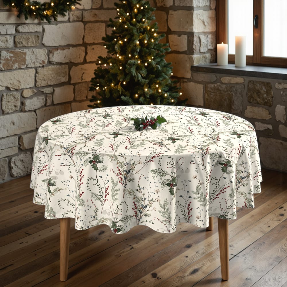 Nappe de Noël ronde anti-taches 100% coton multicolore diamètre 120 cm - Maisons du Monde