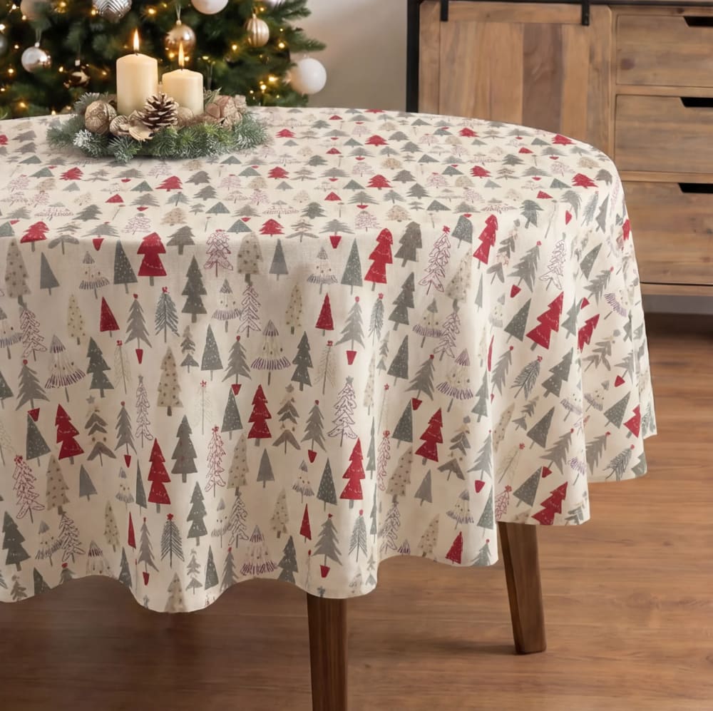 Muare Home Runde Fleckenabweisende Tischdecke, 100% Baumwolle mehrfarbig Ø120 cm - Baumwolle