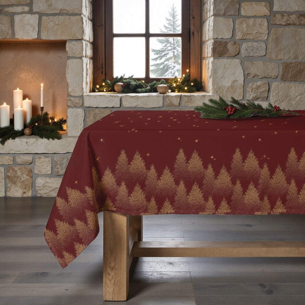 Muare Home Fleckenabweisende Tischdecke, 100% Baumwolle rot 100x155 cm - Baumwolle