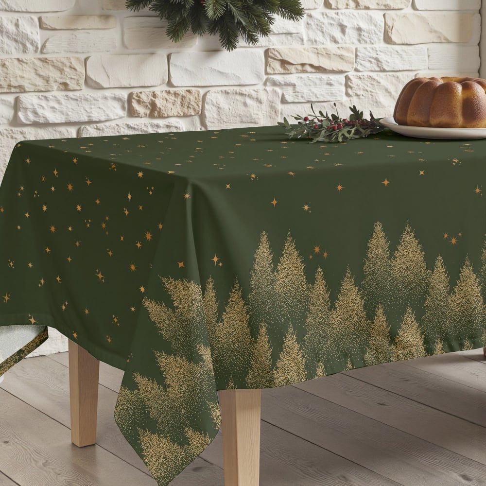 Muare Home Fleckenabweisende Tischdecke, 100% Baumwolle grün 100x155 cm - Baumwolle