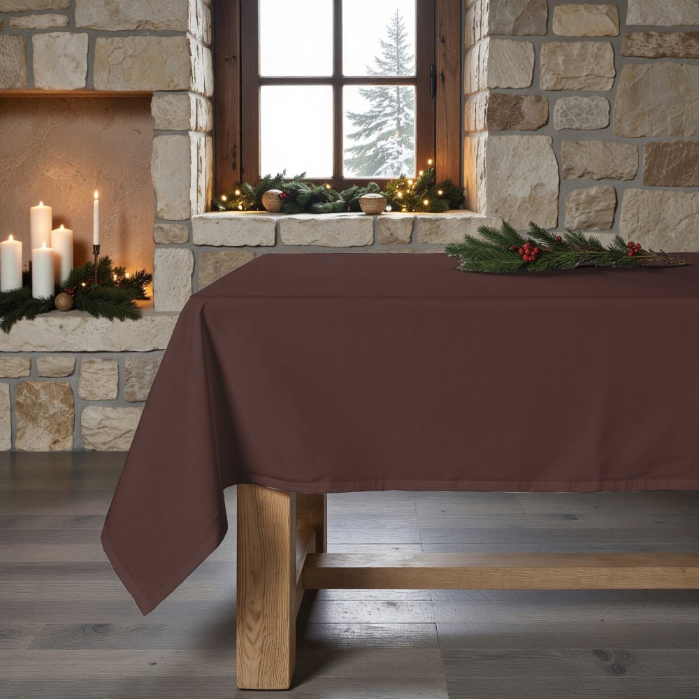 Nappe de Noël anti-taches 100% coton rouge 155x155 cm