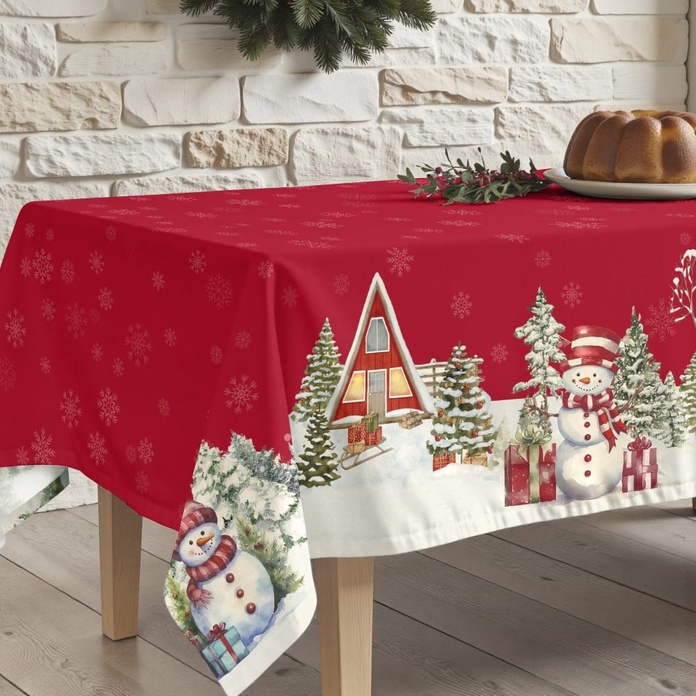 Fleckenabweisende Tischdecke, 100% Baumwolle rot 250x155 cm -