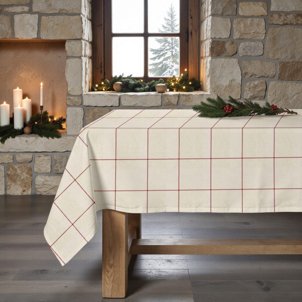 Muare Home Fleckenabweisende Tischdecke, 100% Baumwolle rot 250x155 cm - Baumwolle
