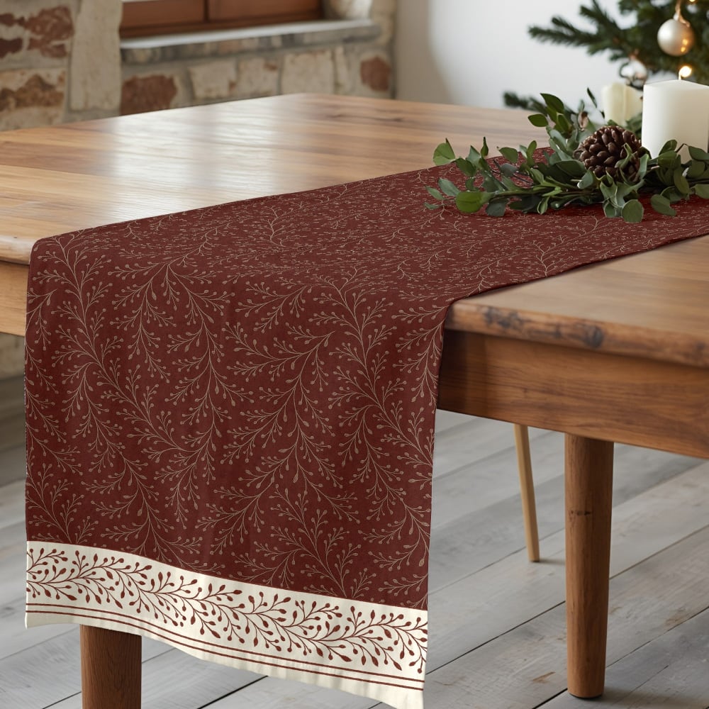 Muare Home Weihnachtlicher Tischläufer 100% Baumwolle Rot 50x150 cm Rot Baumwolle