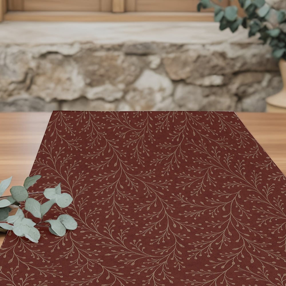 Weihnachtlicher Tischläufer 100% Baumwolle Rot 50x150 cm -
