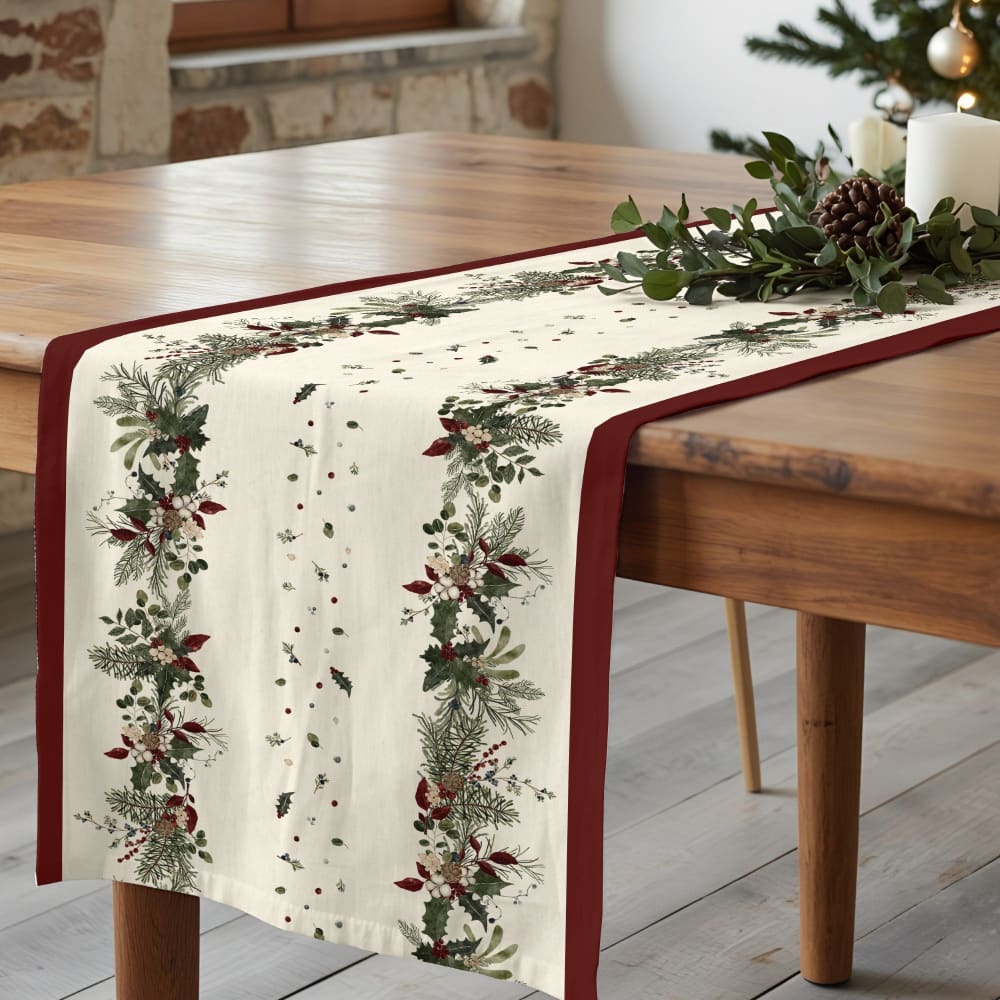Chemin de table de Noël 100% coton multicolore 50x150 cm