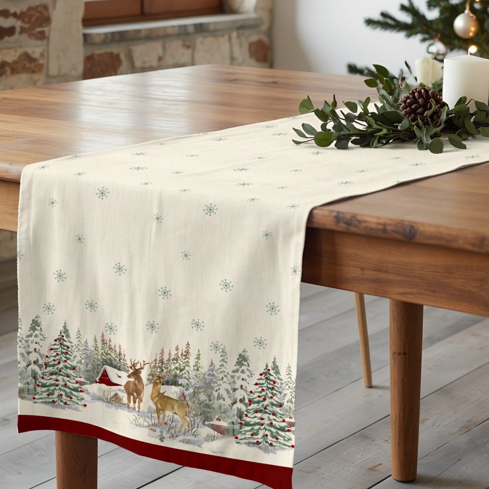 Camino de mesa navidad 100% algodón beige 50x150 cm