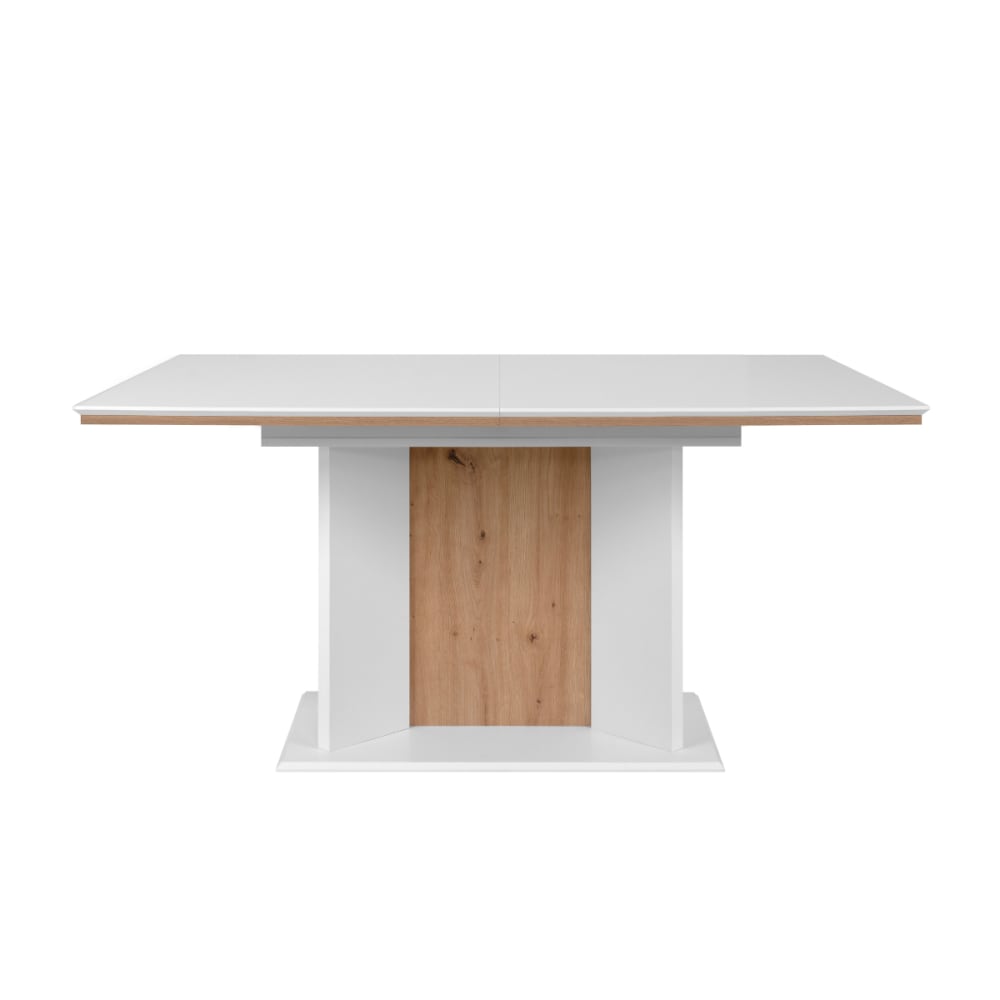 Table à manger extensible 160-200x90x76 cm chêne et blanc - DEXT