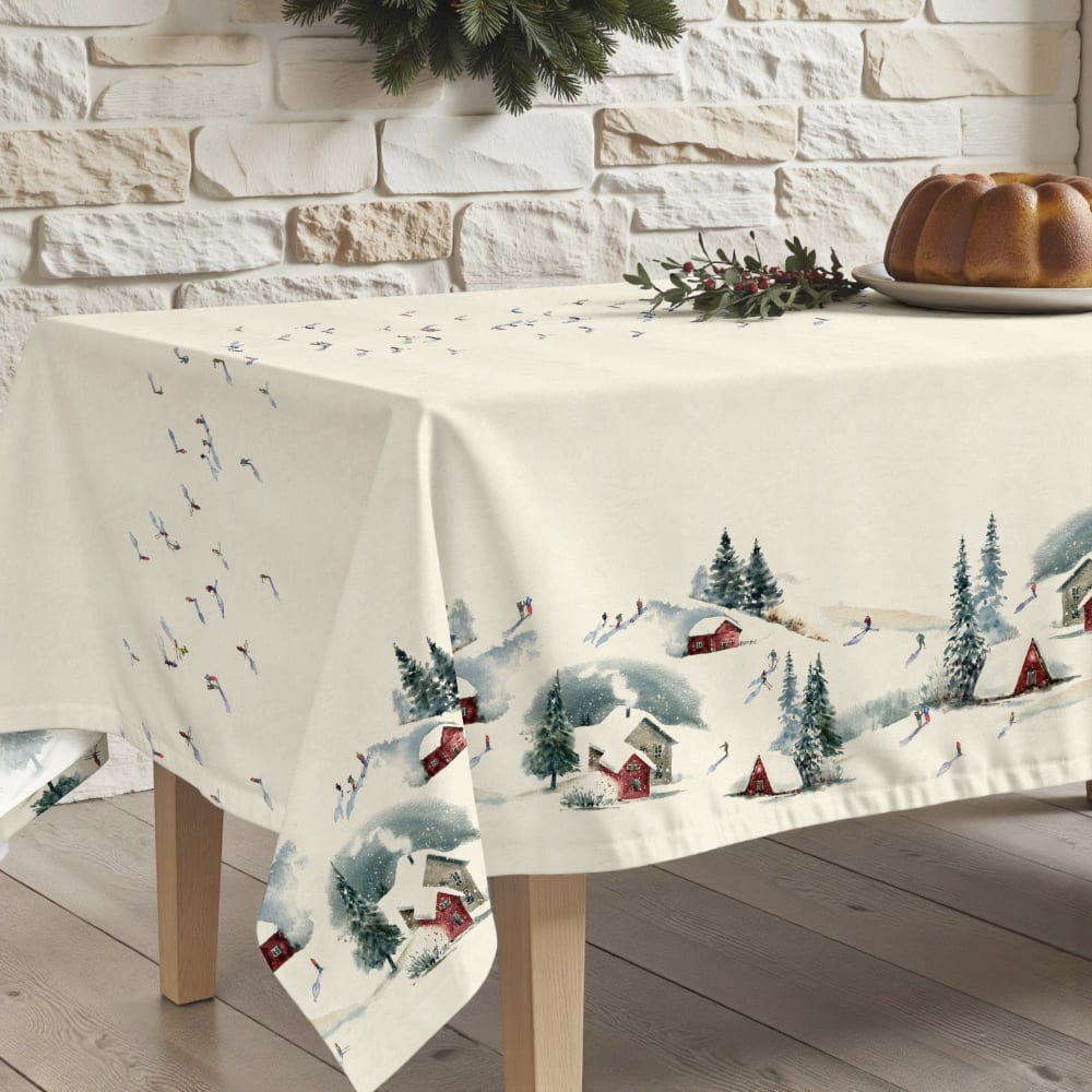 Nappe de Noël anti-taches 100% coton multicolore 250x155 cm