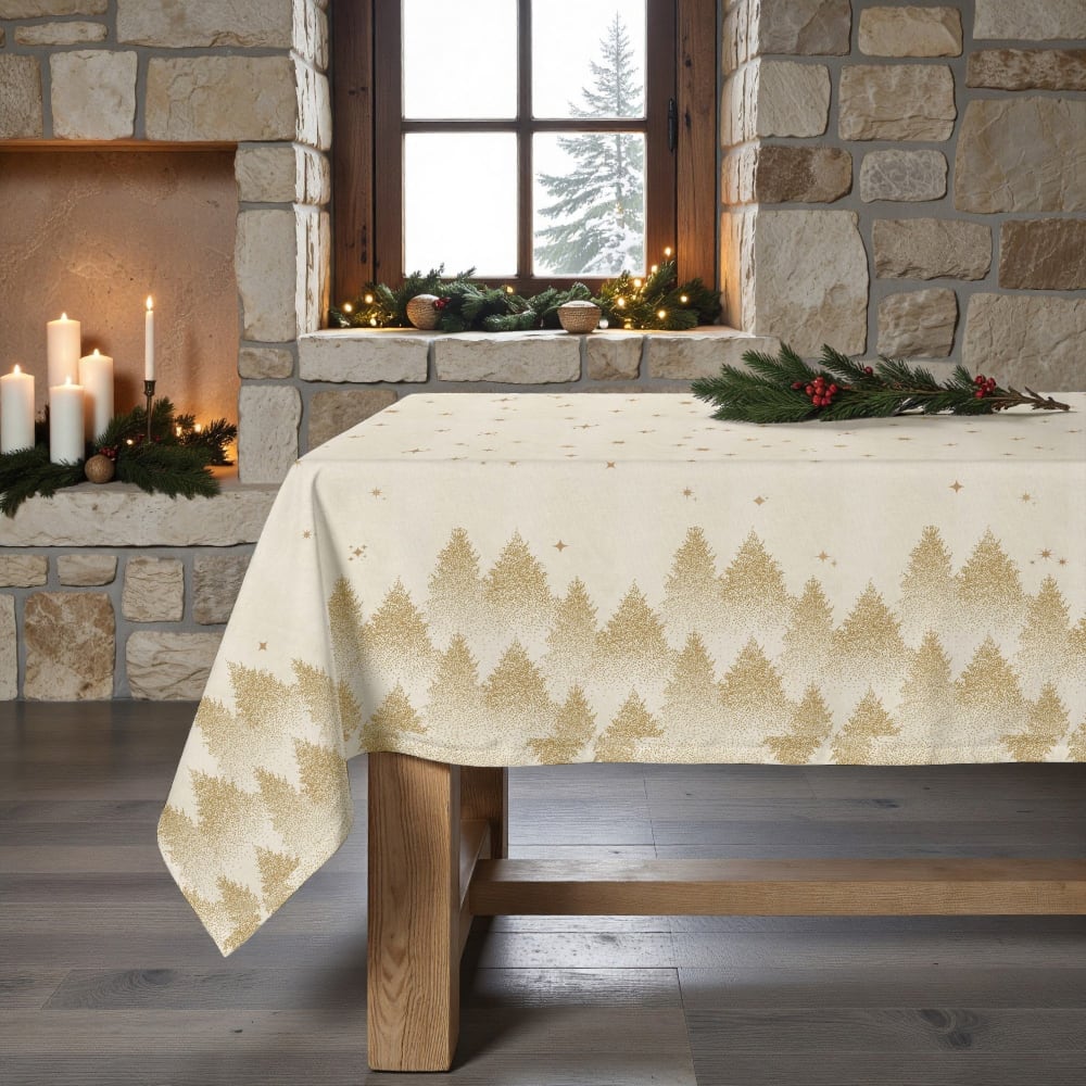 Fleckenabweisende Tischdecke, 100% Baumwolle gold 250x155 cm -