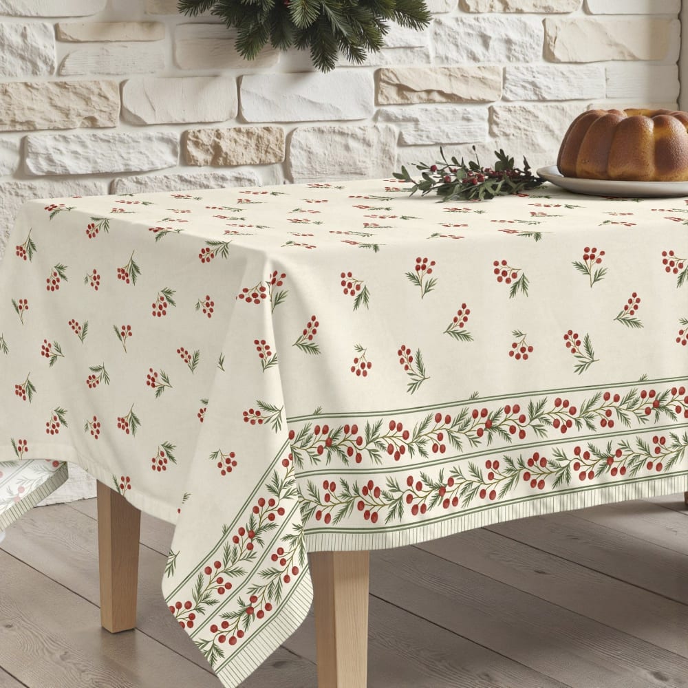 Fleckenabweisende Tischdecke, 100% Baumwolle beige 300x155 cm -