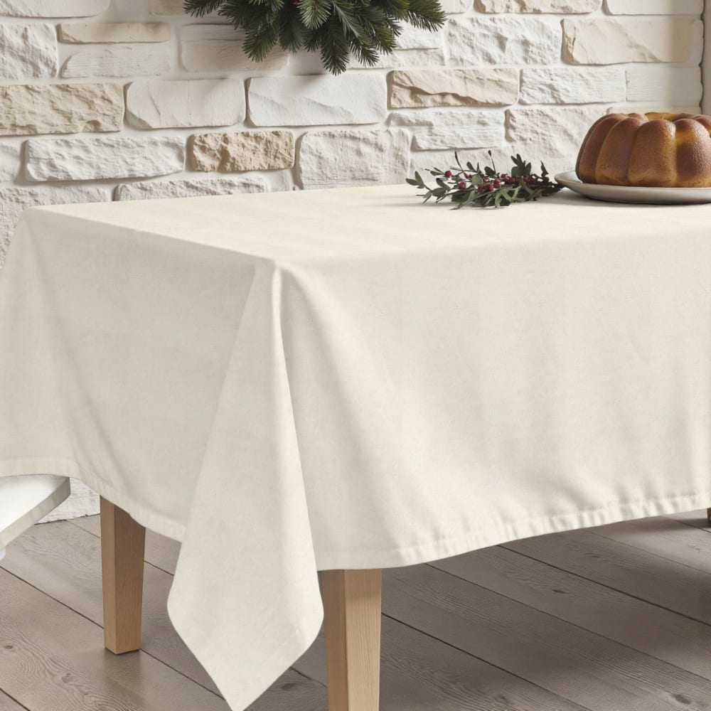 Fleckenabweisende Tischdecke, 100% Baumwolle beige 250x155 cm -